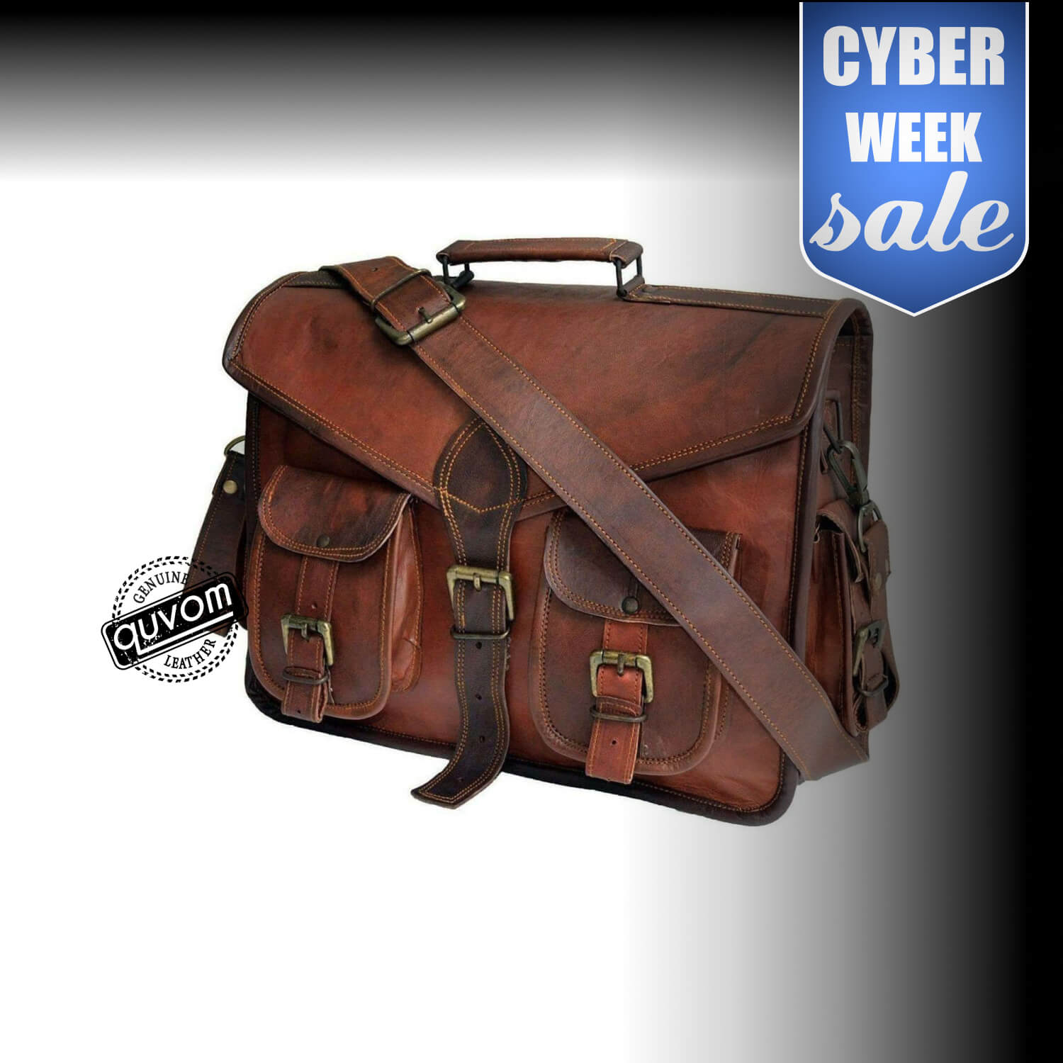 Top Rated Brown Leather Messenger Briefcase Bag