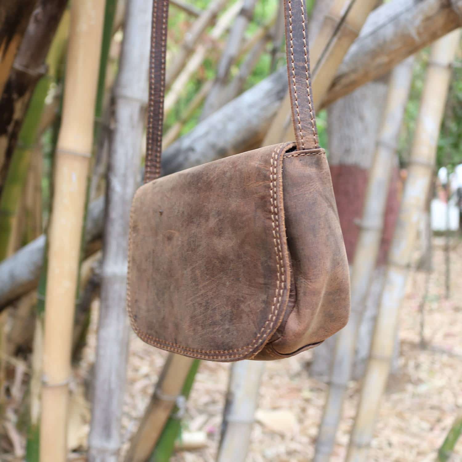 Rustic Leather Women Cross Body Sling Purse