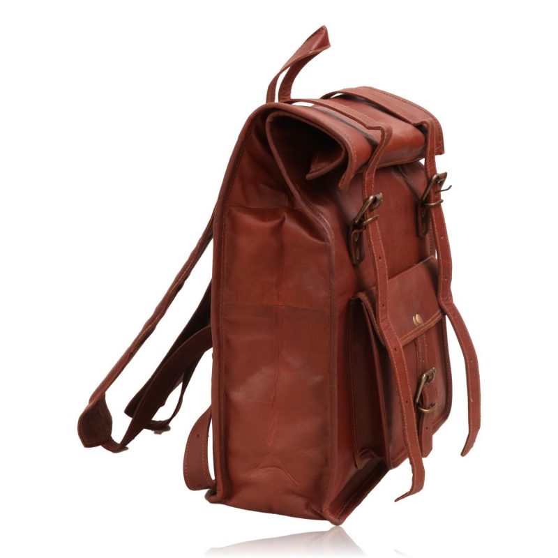 Trailblazer Rolling Top Leather Backpack Rucksack