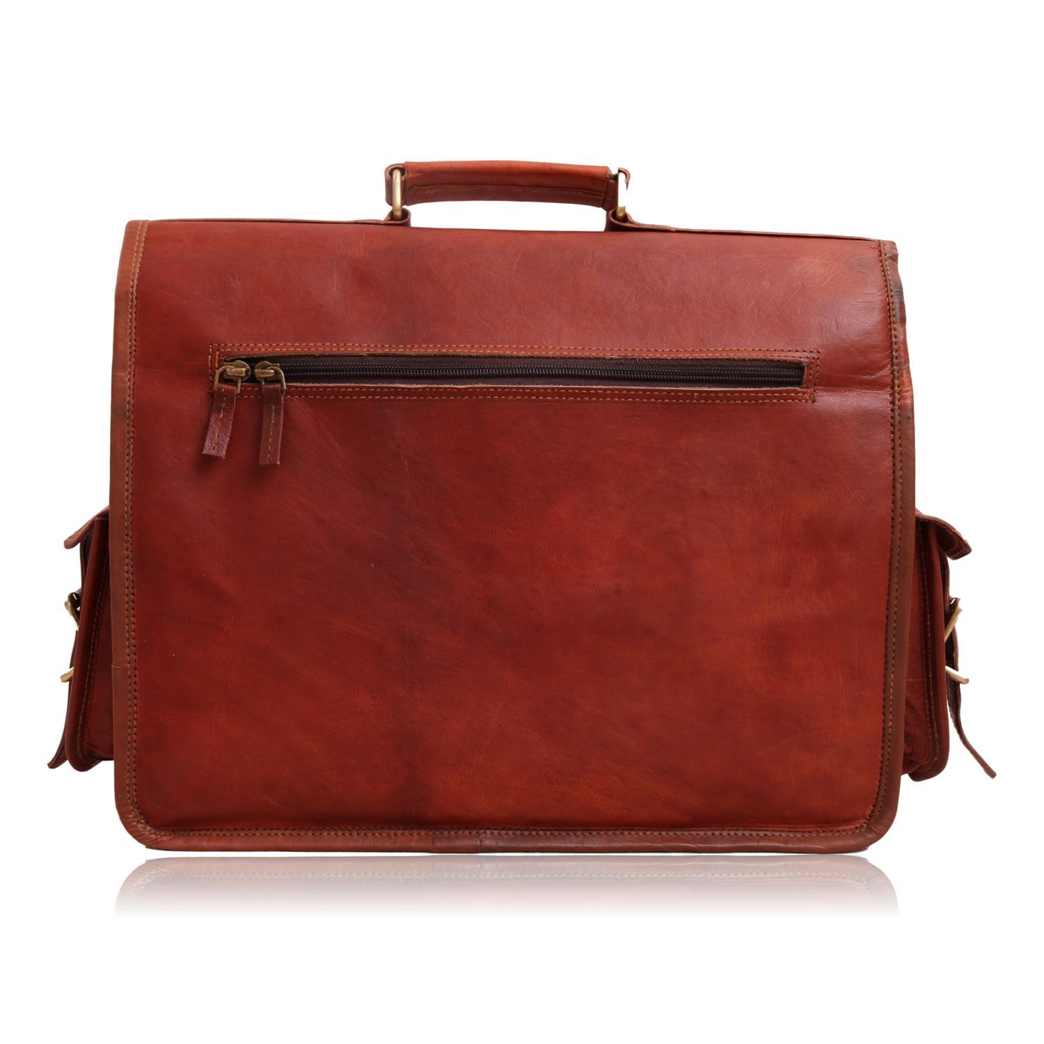 Wellington Leather Multi Pocket Briefcase Messenger Bag