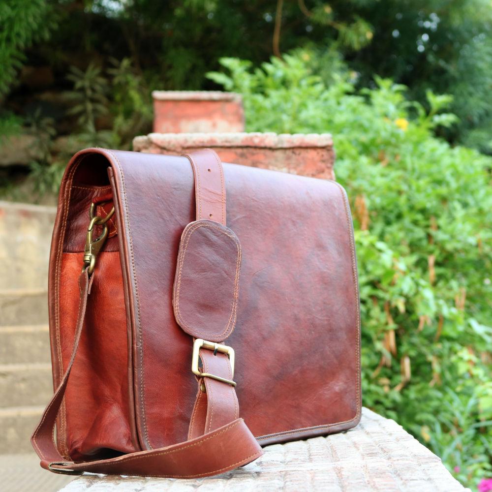 Classic Deluxe Leather Full Flap Shoulder Messenger Bag