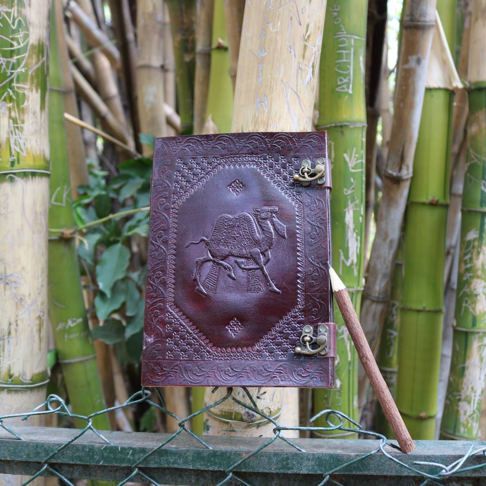 Antique Handmade Camel Designed Leather Journal / Diary