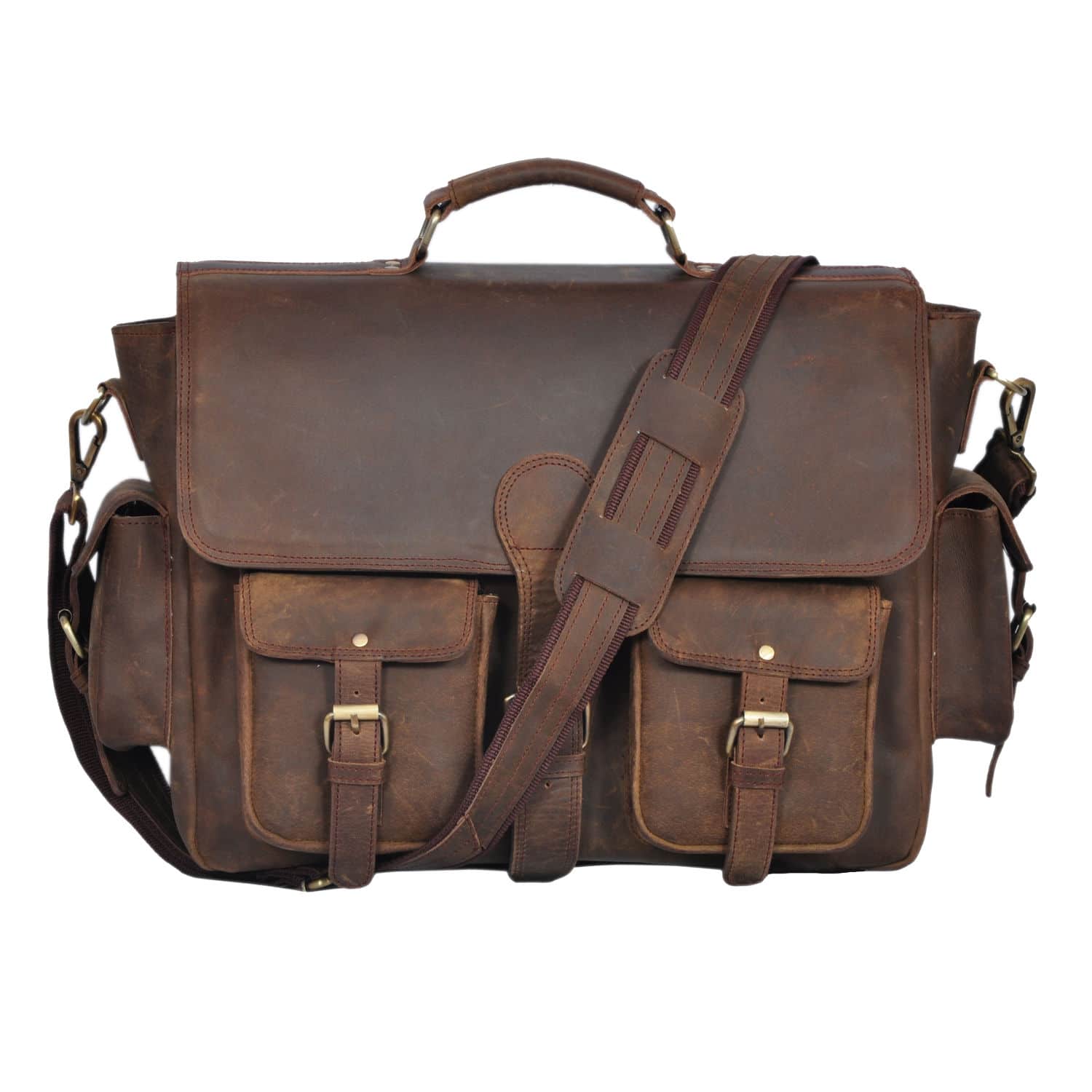 The Alby Dark Rustic Leather Messenger Bag/Briefcase
